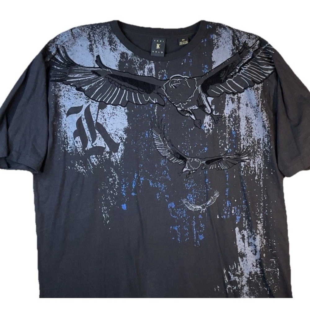 Kani Gold T-Shirt Men Sz 2X Y2K Eagle Goth Grunge Skater MMA Affliction Style